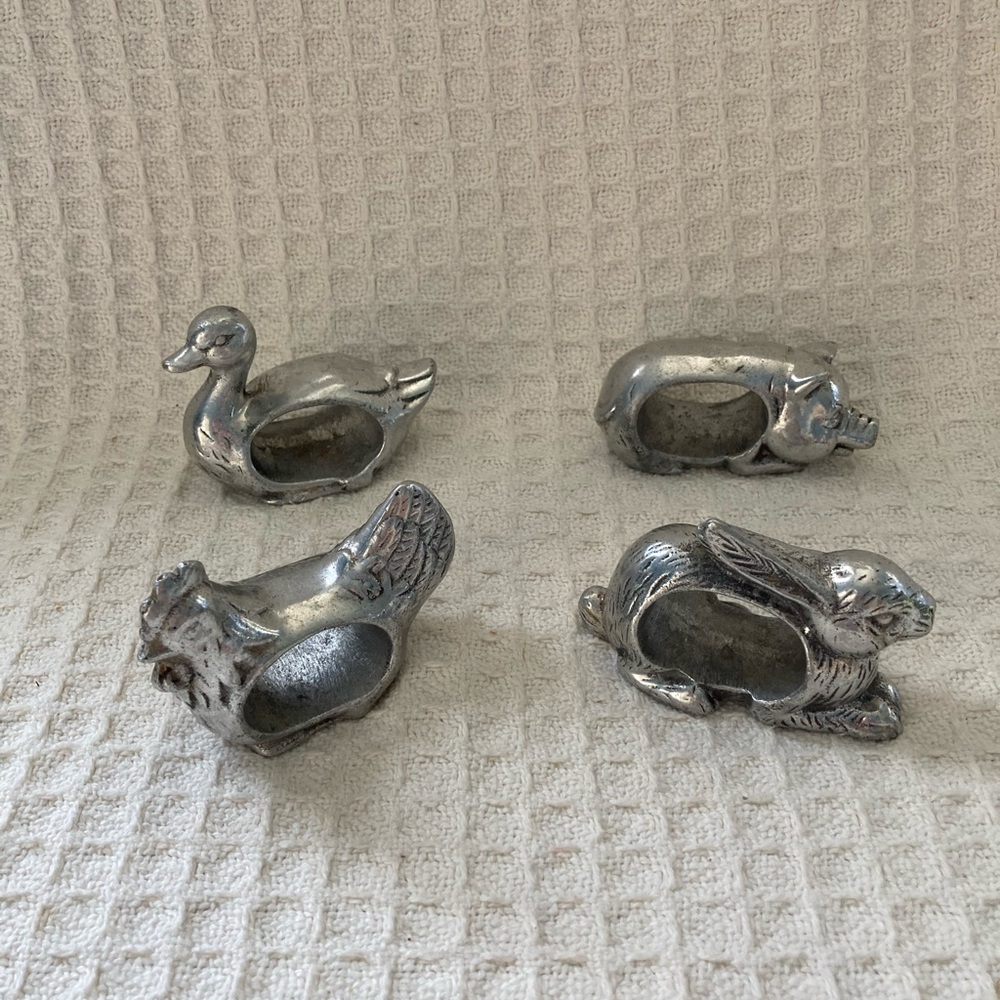 Shafford Pewter Animal Napkin Holders Set Of 4 Made In India